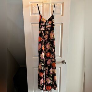 FREE PEOPLE Wisteria Floral Print Maxi Dress | Sz M, Black Multi | NWT